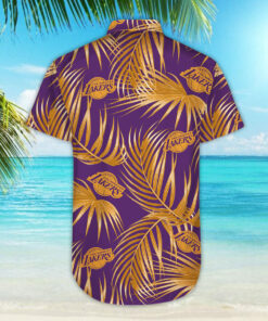 Nba Los Angeles Lakers Golden Palm Leaves Patterns Tropical Hawaiian Shirt Best Fans Gifts 3