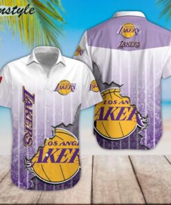 Nba Los Angeles Lakers Light Purple Gradient Design Vintage Hawaiian Shirt Gift For Fans