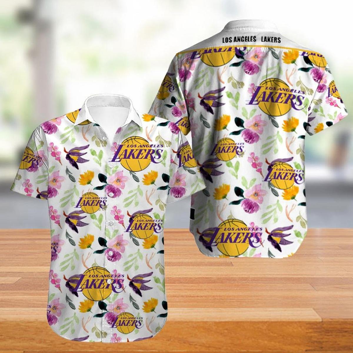 Nba Los Angeles Lakers Golden Palm Leaves Patterns Tropical Hawaiian Shirt Best Fans Gifts