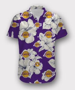 Nba Los Angeles Lakers White Purple Tropical Aloha Shirt Best Hawaiian Outfit For Fans