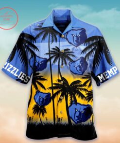 Nba Memphis Grizzlies Big Logo Beach Palm Trees Vintage Hawaiian Shirt Gift For Fans