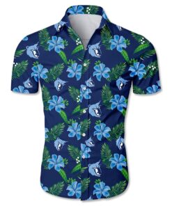 Nba Memphis Grizzlies Multi Logo Blue Tropical Hawaiian Shirt Size From S To 5xl