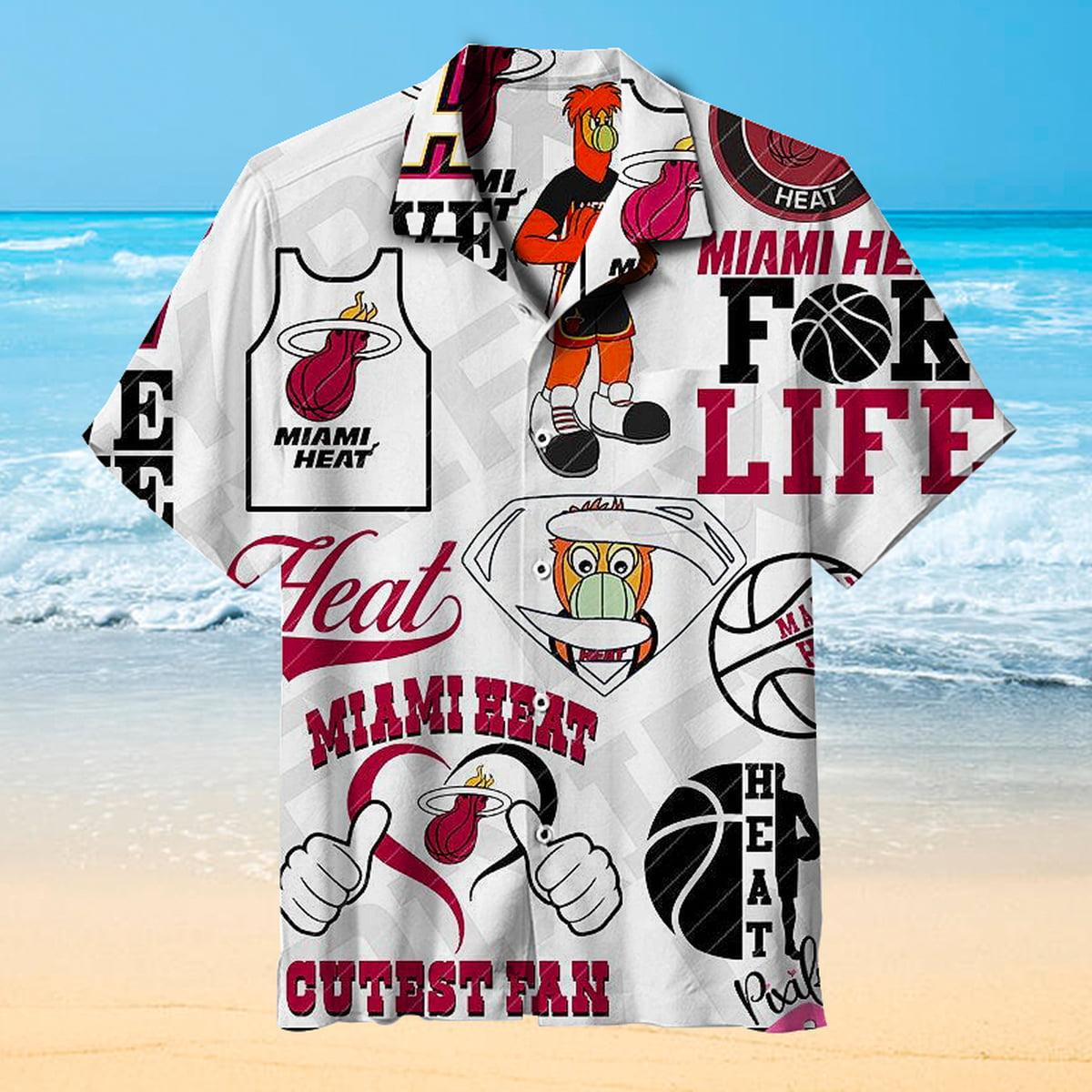 Nba Miami Heat Logo With Gray Scratch Design Vintage Hawaiian Shirt Gift For Fans