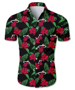 Nba Miami Heat Hibiscus Leaves Patterns Tropical Hawaiian Shirt Size From S To 5xl
