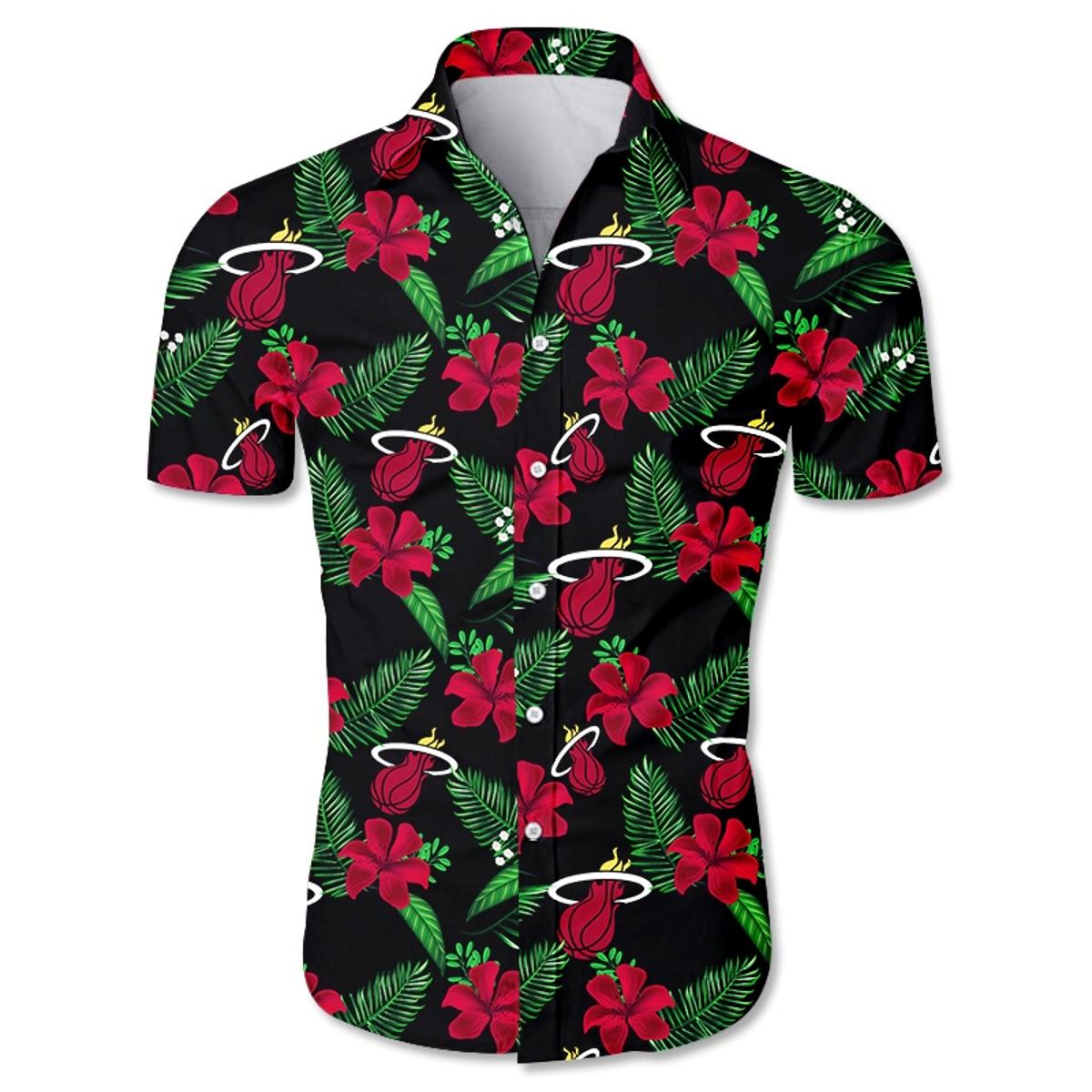 Miami Heat Tropical Floral Aloha Shirt Best Gift For Nba Fans