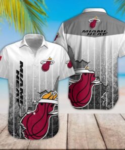 Nba Miami Heat Logo With Gray Scratch Design Vintage Hawaiian Shirt Gift For Fans