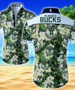 Nba Milwaukee Bucks White Green Tropical Hawaiian Shirt Best Gift For Fans