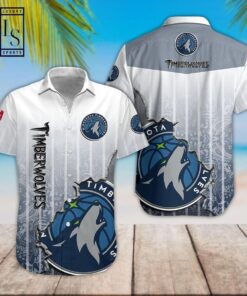 Nba Minnesota Timberwolves Simple Design Grey Hawaiian Shirt For Basketball Fans