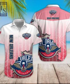 Nba New Orleans Pelicans Simple Design Pink Hawaiian Shirt For Basketball Fans
