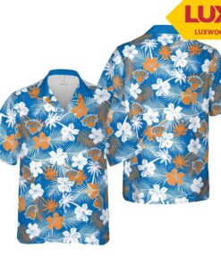 Nba New York Knicks Orange White Hibiscus Floral Aloha Shirt Best Hawaiian Outfit For Fans