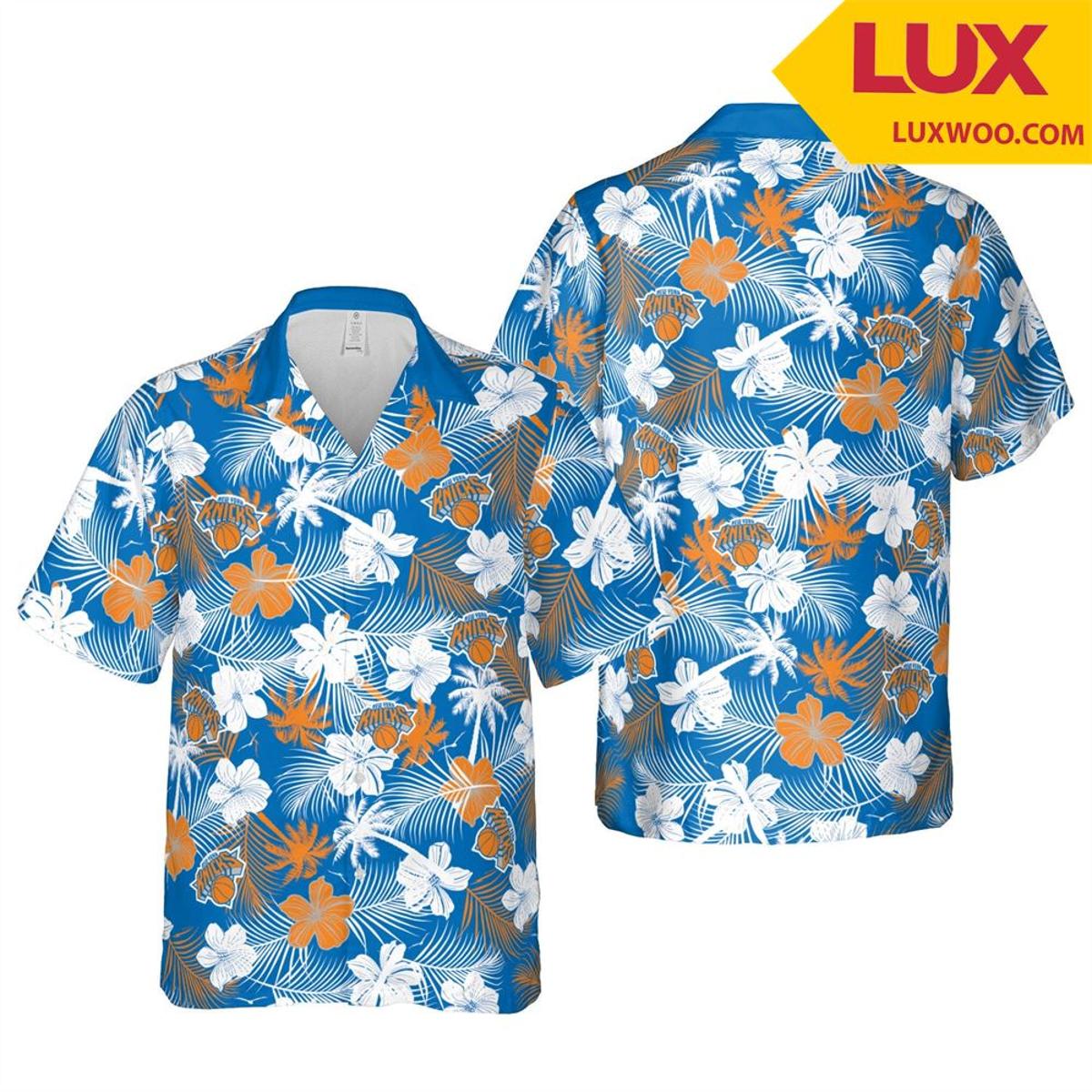 New York Knicks Logo Hibiscus Patterns Vintage Hawaiian Shirt Gift For Nba Basketball Fans