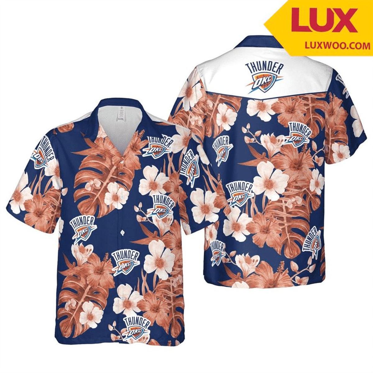 Nba Oklahoma City Thunder Summer Patterns Tropical Hawaiian Shirt Size From S To 5xl