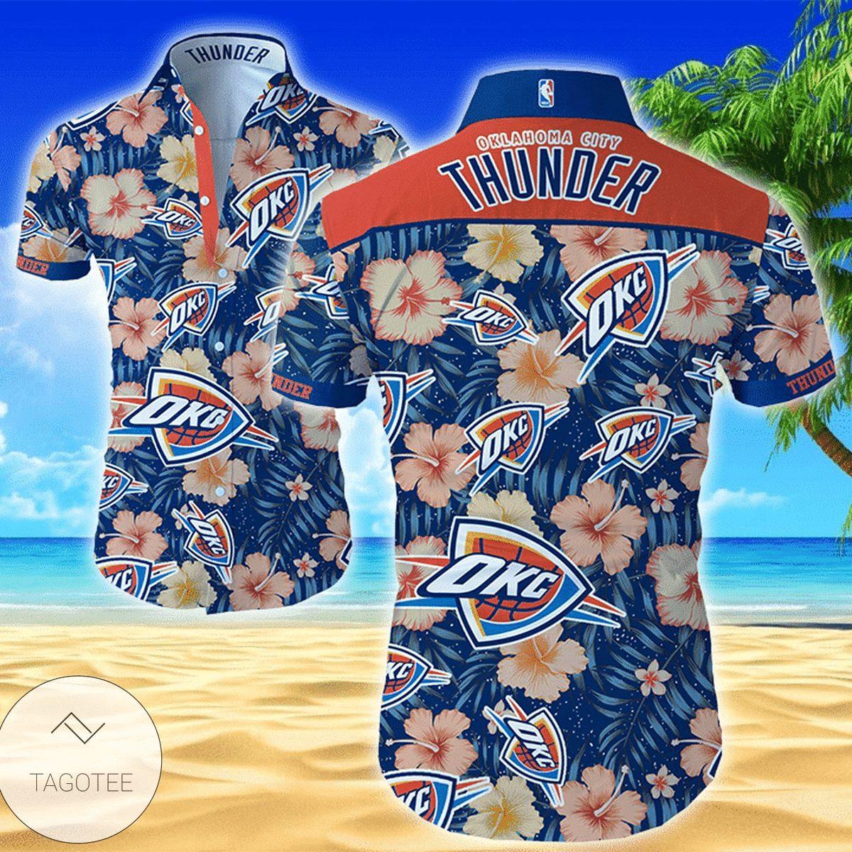 Nba Oklahoma City Thunder Summer Patterns Tropical Hawaiian Shirt Size From S To 5xl