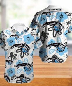 Nba Orlando Magic Logo With Cute Flowers Hawaiian Shirt Funny Gift For Fans