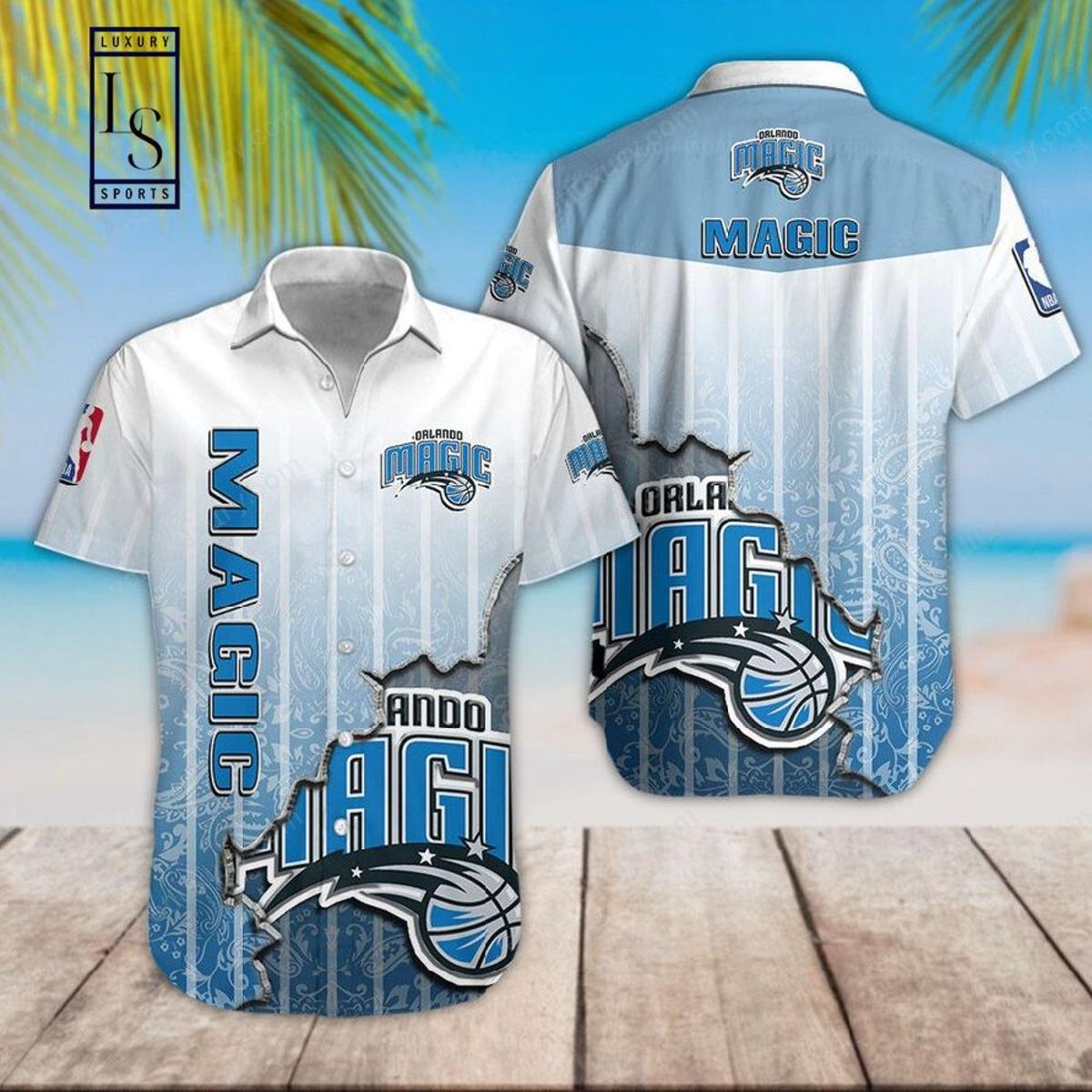 Nba Orlando Magic White Blue Tropical Aloha Shirt Best Gifts Idea