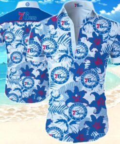Nba Philadelphia 76ers Blue Floral Hawaiian Shirt Best Gift For Fans