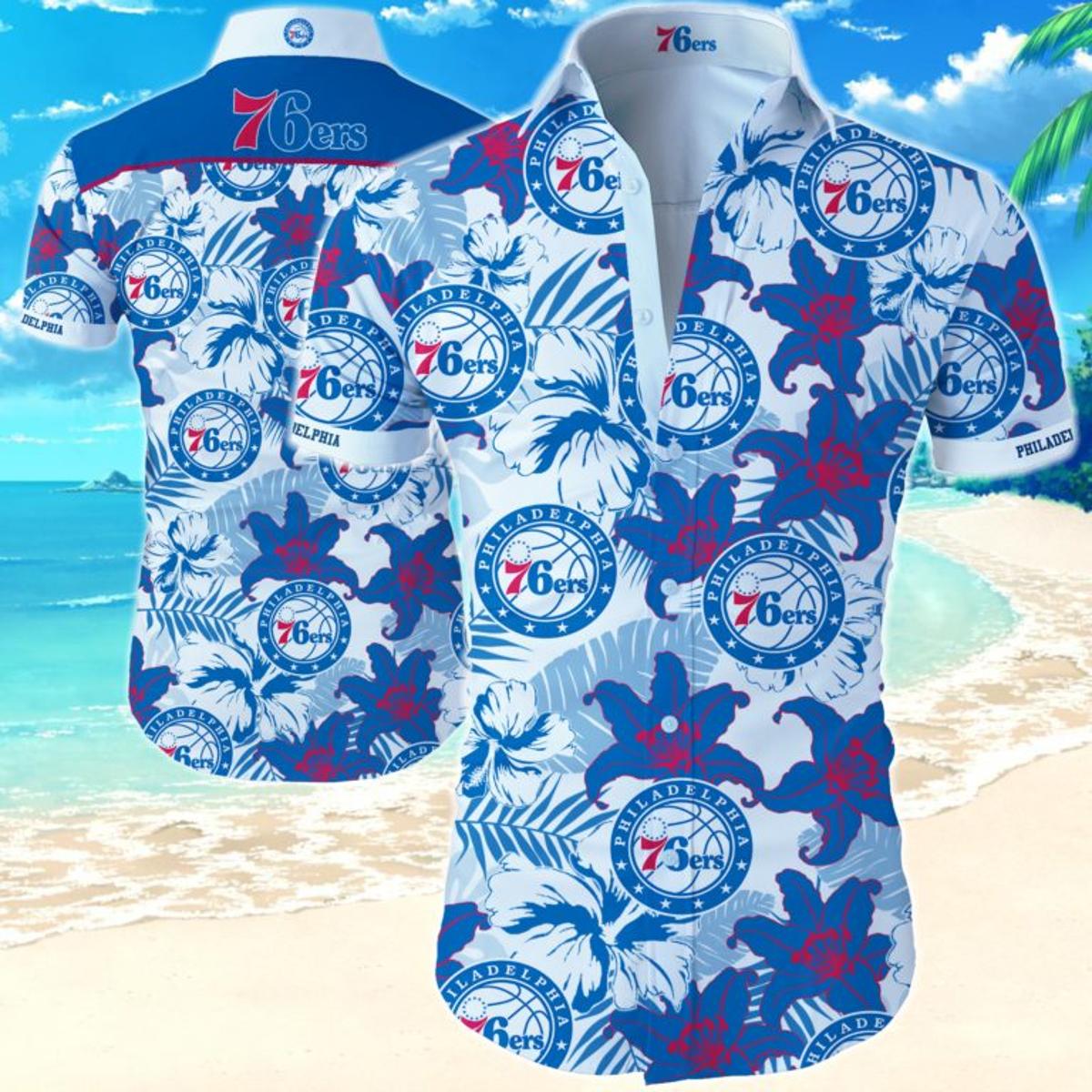 Philadelphia 76ers Pink Blue Summer Floral Hawaiian Shirt Nba Fan Gifts Ideas