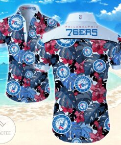 Nba Philadelphia 76ers Logo Floral Tropical Hawaiian Shirt Gift For Fans