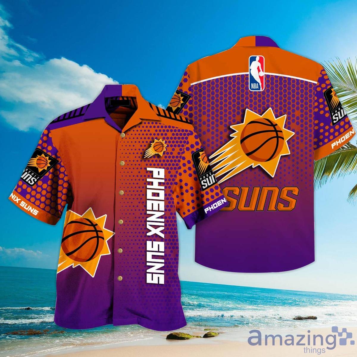 Phoenix Suns Logo Simple Design Grey Hawaiian Shirt Gifts For Nba Fans