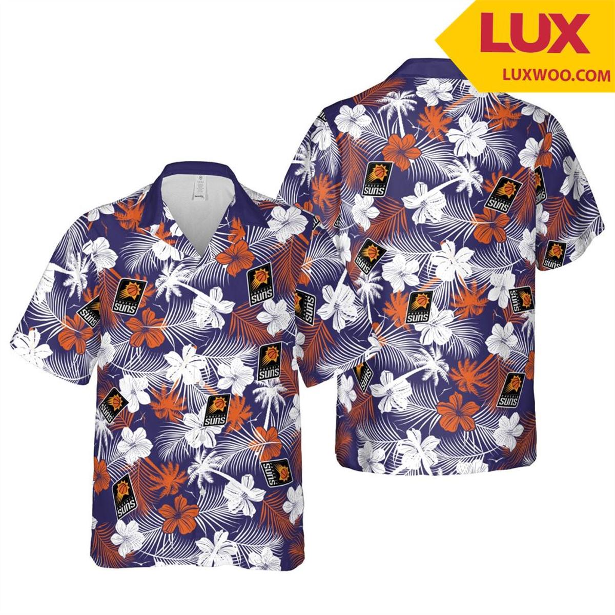 Nba Phoenix Suns Flowers With Stripe Lines Aloha Shirt For Men Women Fans