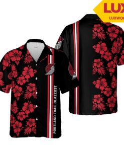 Nba Portland Trail Blazers Black Pink Hawaiian Shirt Best Gift For Fans