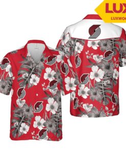 Nba Portland Trail Blazers Logo Summer Floral Hawaiian Shirt Size From S To 5xl