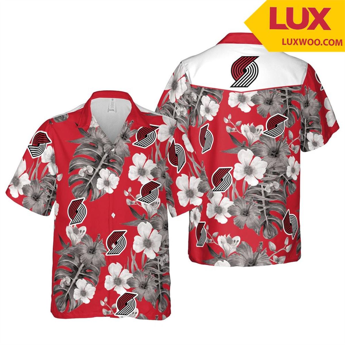 Portland Trail Blazers Floral Tropical Hawaiian Shirt Best Outfit For Nba Fans