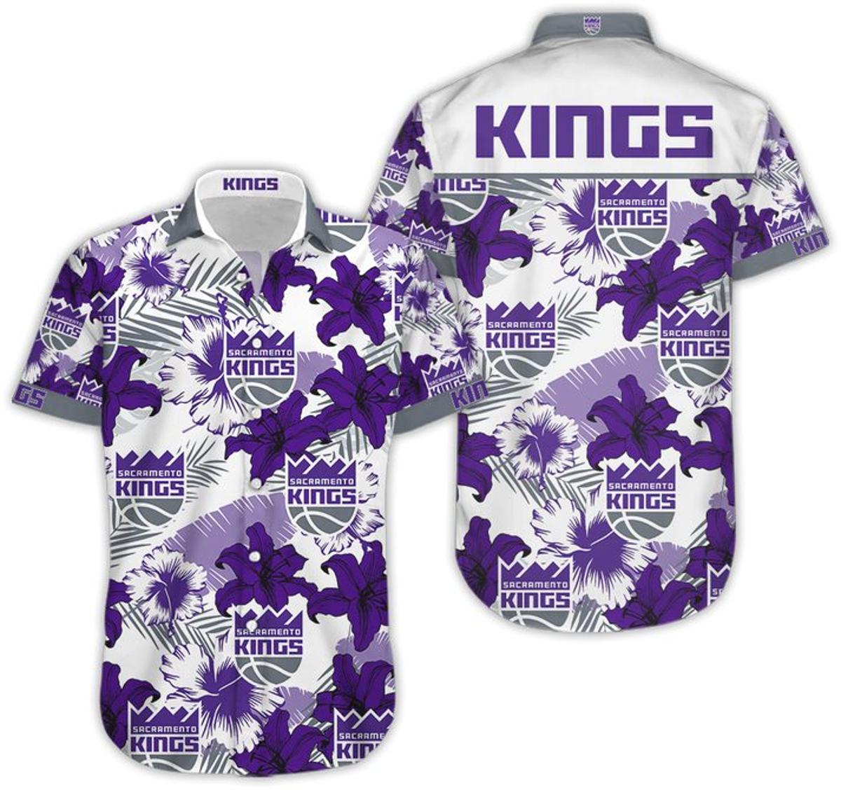 Sacramento Kings Logo Gray Gradient Scratch Best Hawaiian Shirt For Nba Fans