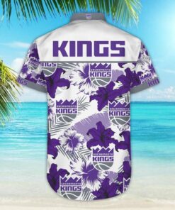 Nba Sacramento Kings Multi Logo Purple Floral Hawaiian Shirt Gift For Fans 3