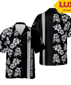 Nba San Antonio Spurs Flowers With Stripe Lines Vintage Hawaiian Shirt Gifts For Fans