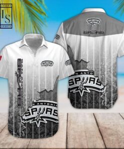 Nba San Antonio Spurs Simple Design Gray Hawaiian Shirt For Basketball Fans