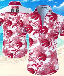 Nba Toronto Raptors Red Pink Floral Hawaiian Shirt For Basketball Fans