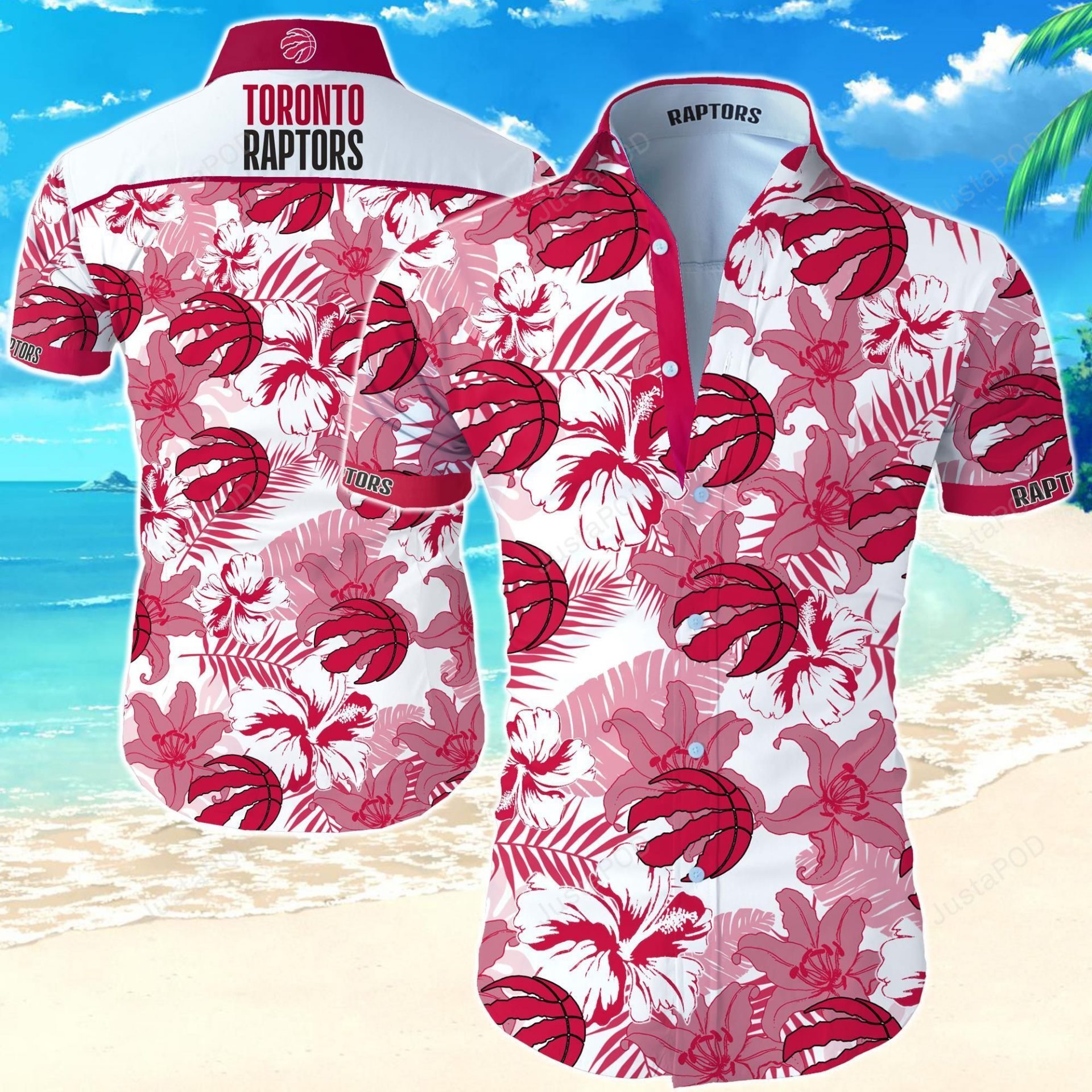 Nba Toronto Raptors Simple Design Pink Hawaiian Shirt For Basketball Fans