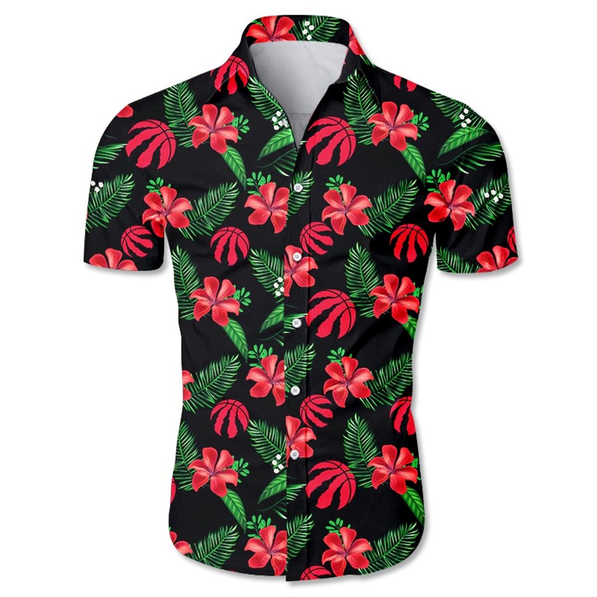 Toronto Raptors Tropical Flowers Hawaiian Shirt Outfit For Nba Fans Men Women