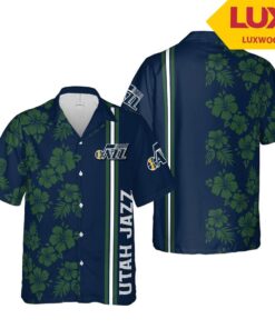 Nba Utah Jazz Dark Blue Floral Hawaiian Shirt Size From S To 5xl