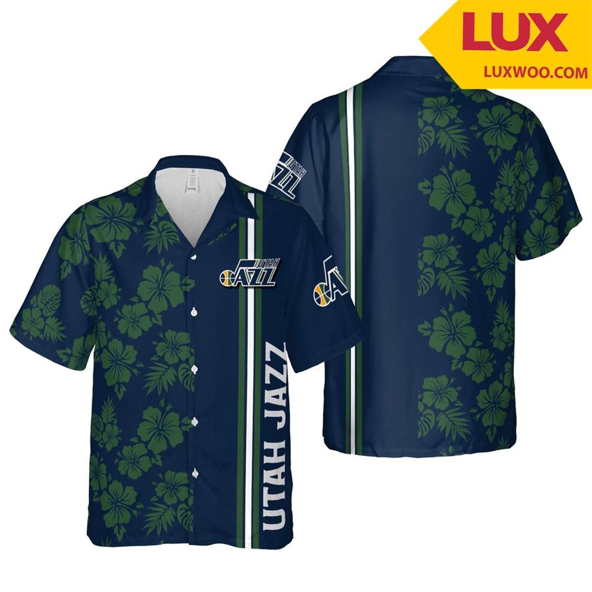 Nba Utah Jazz Blue Beige Floral Aloha Shirt Best Hawaiian Outfit For Fans