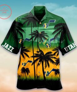 Nba Utah Jazz Floral Dark Blue Tropical Hawaiian Shirt Gift For Fans