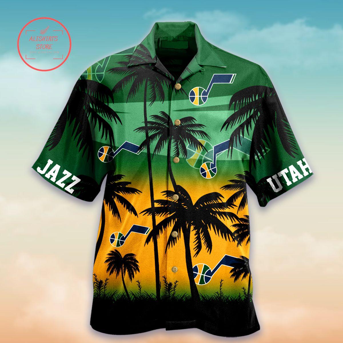 Nba Utah Jazz Simple Design Gray Hawaiian Shirt For Basketball Fans