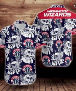 Nba Washington Wizards Logo With Skull Patterns Hawaiian Shirt Gift For Fans