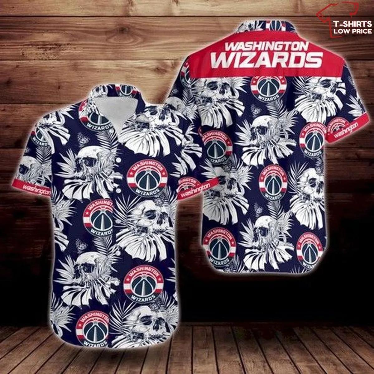 Nba Washington Wizards Multi Logo Blue Red Vintage Hawaiian Shirt Size From S To 5xl