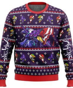 Evangelion Units Neon Genesis Evangelion Chibi Pixel Style Ugly Christmas Sweater Funny Gift For Fans