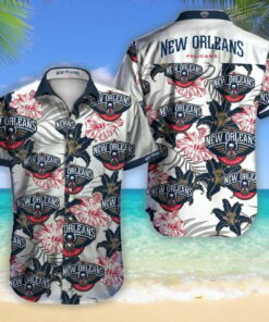 New Orleans Pelicans Big Logo Tropical Aloha Shirt Best Hawaiian Shirt For Nba Fans