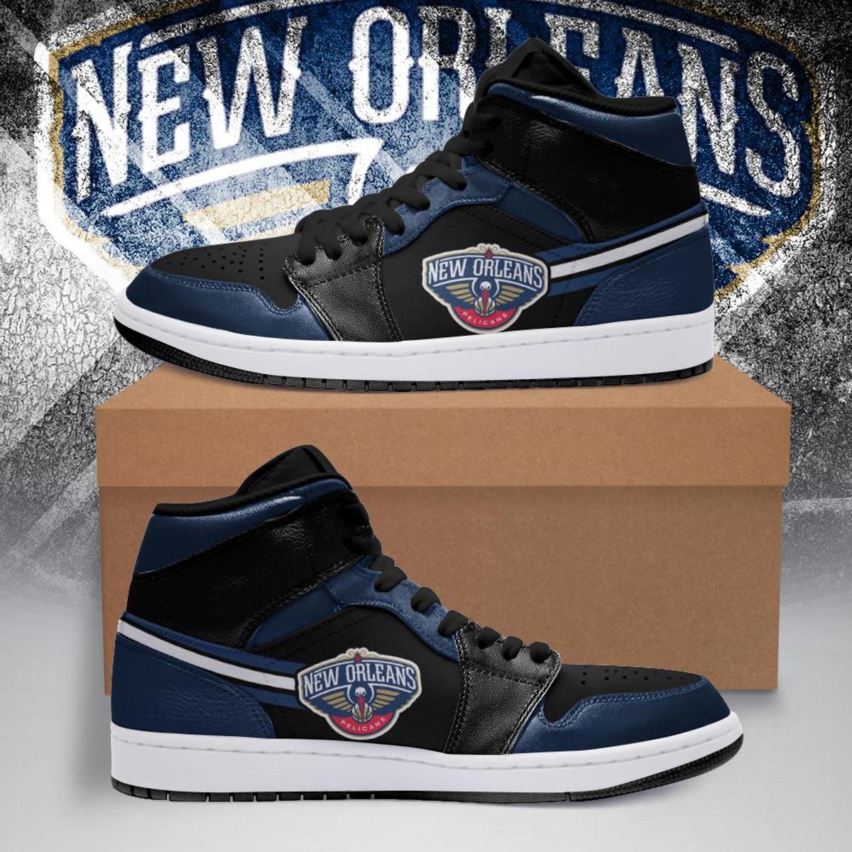 New Orleans Pelicans Red Navy Air Jordan 1 High Sneakers Gift