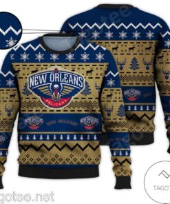 New Orleans Pelicans Gold Navy Best Ugly Christmas Sweater