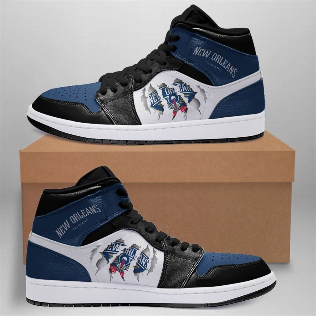 New Orleans Pelicans Red Navy Air Jordan 1 High Sneakers Gift