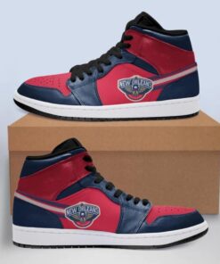 New Orleans Pelicans Red Navy Air Jordan 1 High Sneakers Gift 1