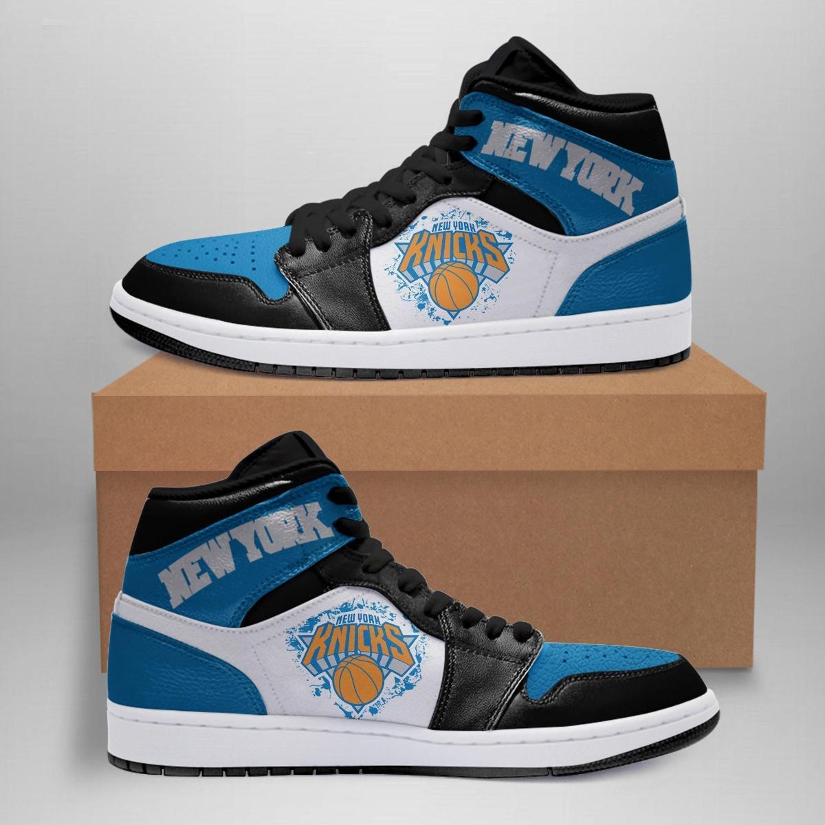 New York Knicks Brown Black Air Jordan 1 High Sneakers Gift