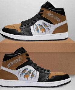 New York Knicks Brown Black Air Jordan 1 High Sneakers Gift
