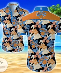 New York Knicks Logo Hibiscus Patterns Vintage Hawaiian Shirt Gift For Nba Basketball Fans