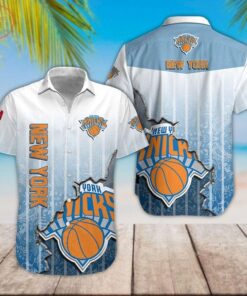 New York Knicks Logo Simple Design Blue Hawaiian Shirt Gifts For Nba Fans